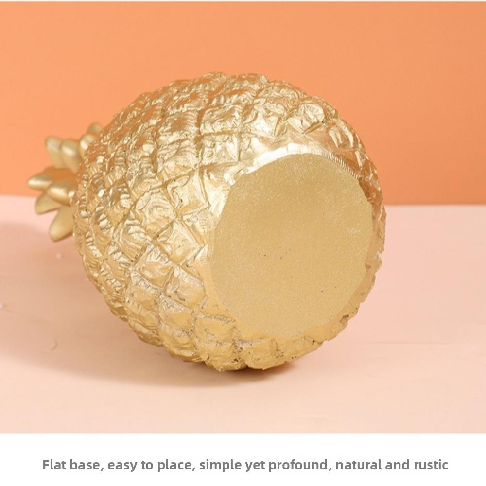 Gold Pineapple Figurine Big Size Artificial Pineapple Rustic Resin Sculpture for Living Room