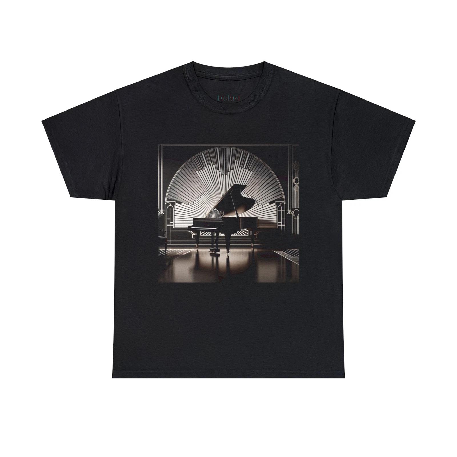 Unisex Adult T Shirt Designer Elegant Grand Piano Art Deco Interior Design Sleek XL