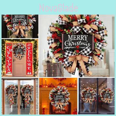 Exquisite Christmas Letter Wreath With Realistic Red Berry Bow Decor For Festive Charm