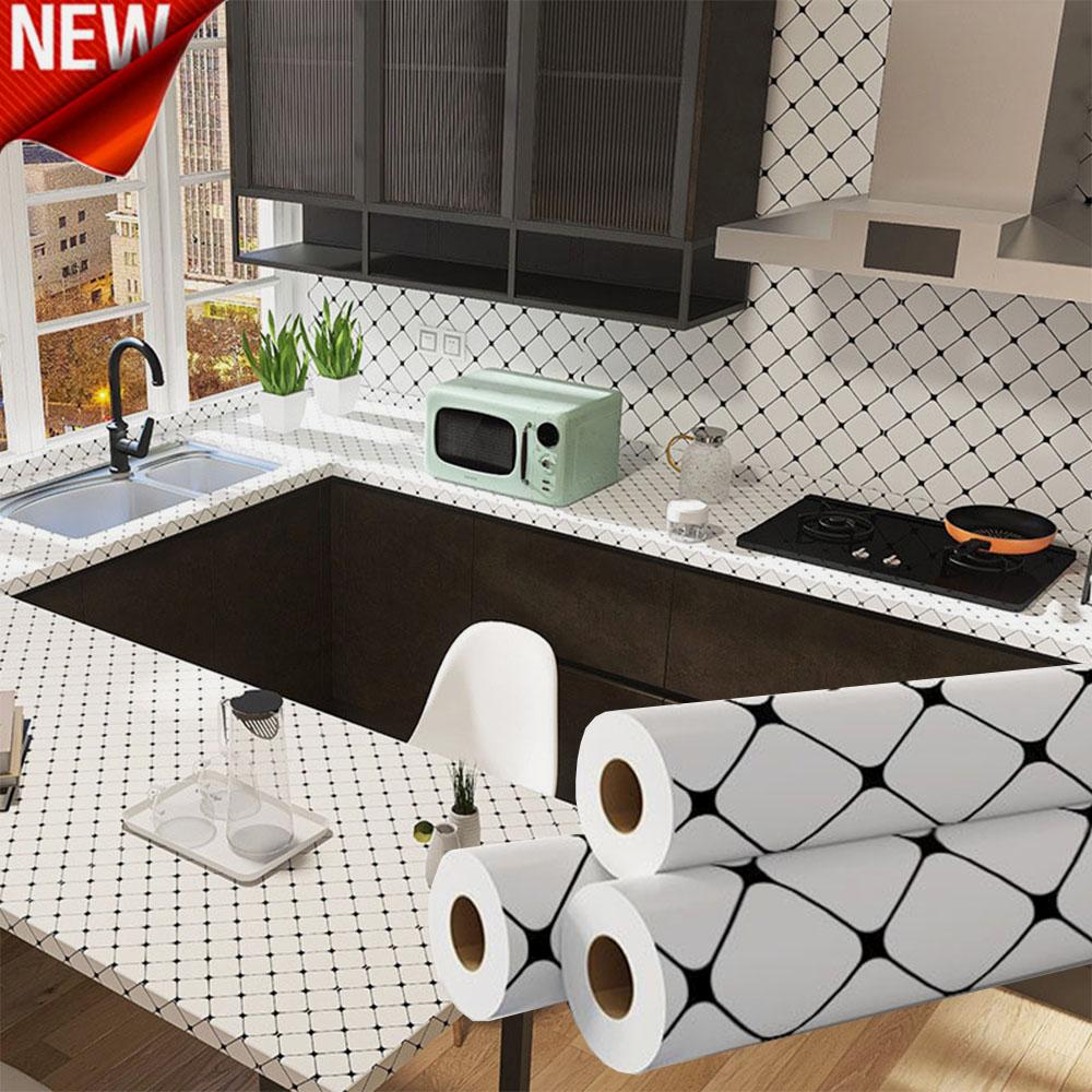 40cm Classic Oblique Case Kitchen Oil Fume Sticker Toilet Waterproof Mildew Proof Self-adhesive Wallpaper Home Decoration Wall