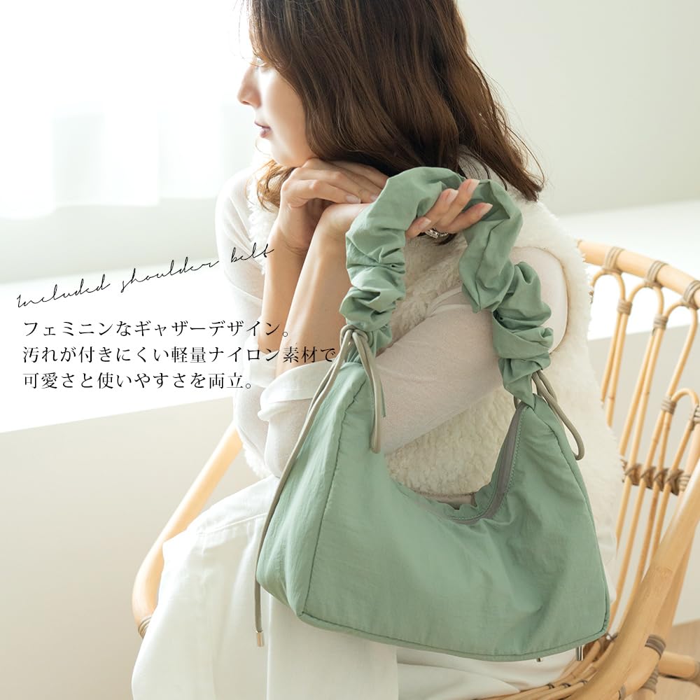 Drawstring Gathered Shoulder Bag RSN24029OLF [Rename]