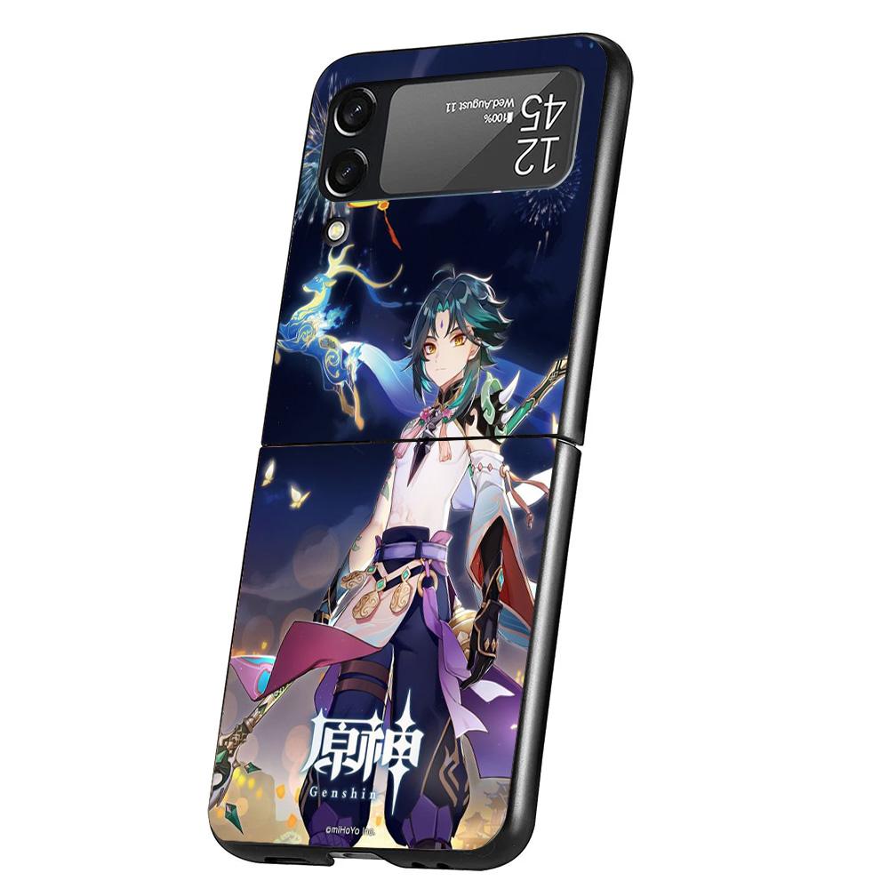 Xiao Genshin Impact Cover Phone Case For Samsung Galaxy Z Flip 7 6 5 4 3 5G Flip7 Flip6 Flip5 Flip4 Flip3 Black Fundas Shell Gal