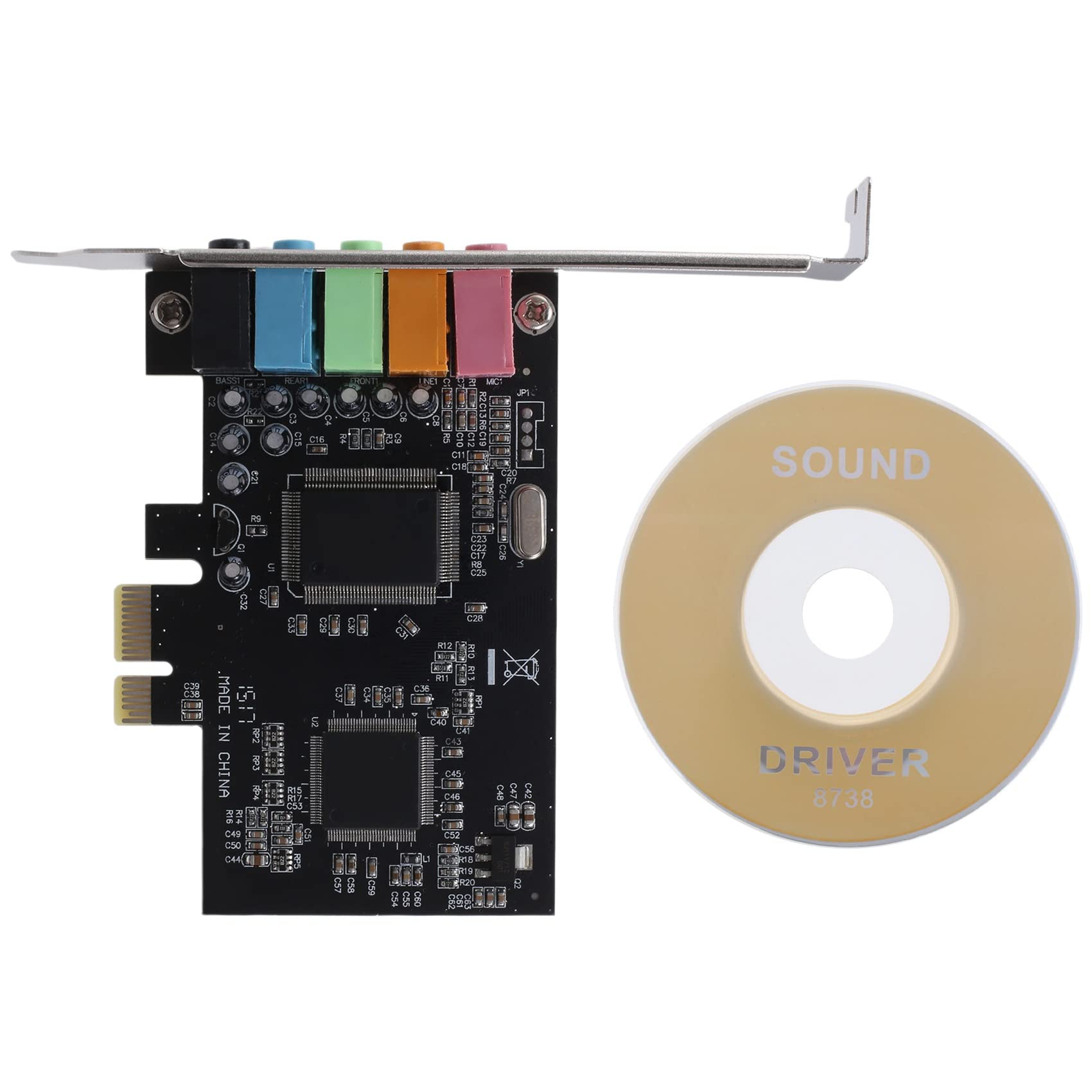

Ahvqevn Internal Sound Card with Low Profile 3D Stereo 8738 Bit Sound Card PCI 5.1 Bracket, PCI-E, Chip, 32/64