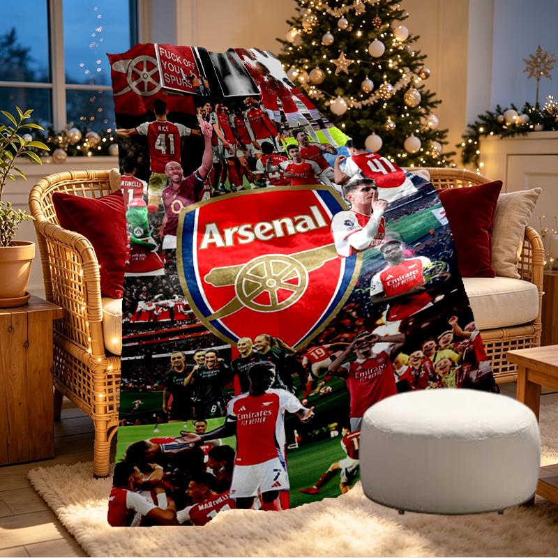 Coperta Stampata Arsenal F.C. - Morbida e Confortevole, per Camera da Letto, Viaggio, Divano, Decorazione Casa - Regalo di Compleanno Natale per Amico
