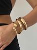 DIEZI Übertriebene Gold Silber Farbe Metall Manschetten Armreifen für Damen Herren Geschenk Hip Hop Punk Geometrisch Rundes Armband Party Schmuck