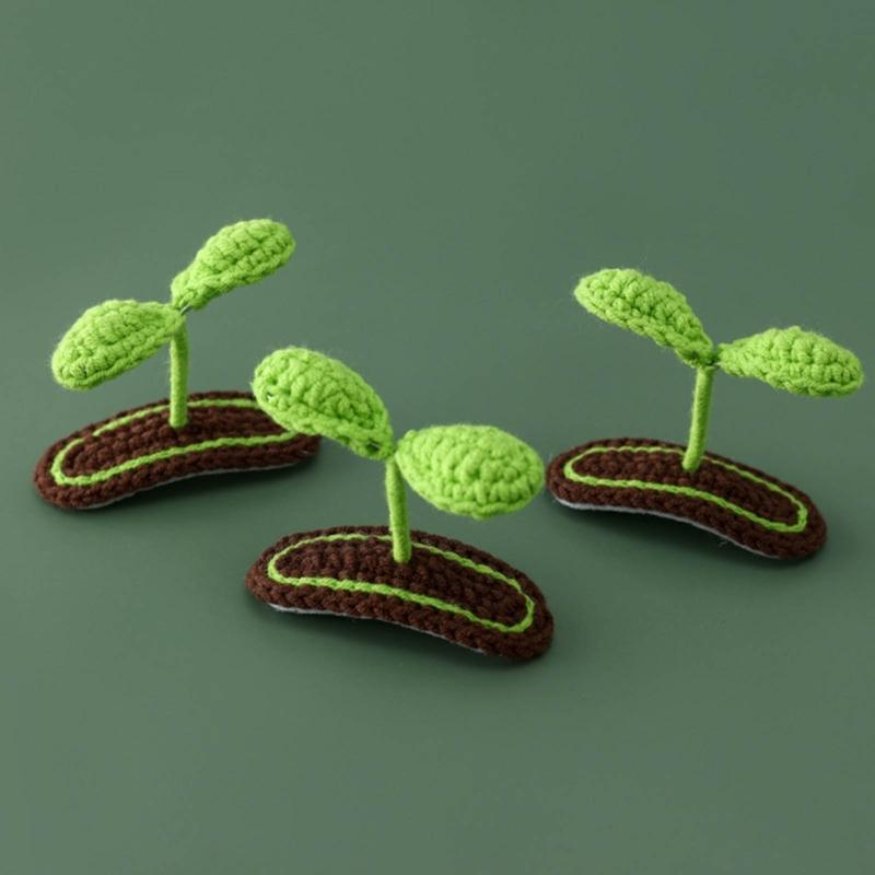 Creative Hair Clips Crochet Bean Seedlings Hairwear Accessory for Little Kids