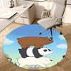 Round Chair Mat - Cute Cartoon Bear Stack Design Round Carpet for Home Decor, Office Use, Living Room