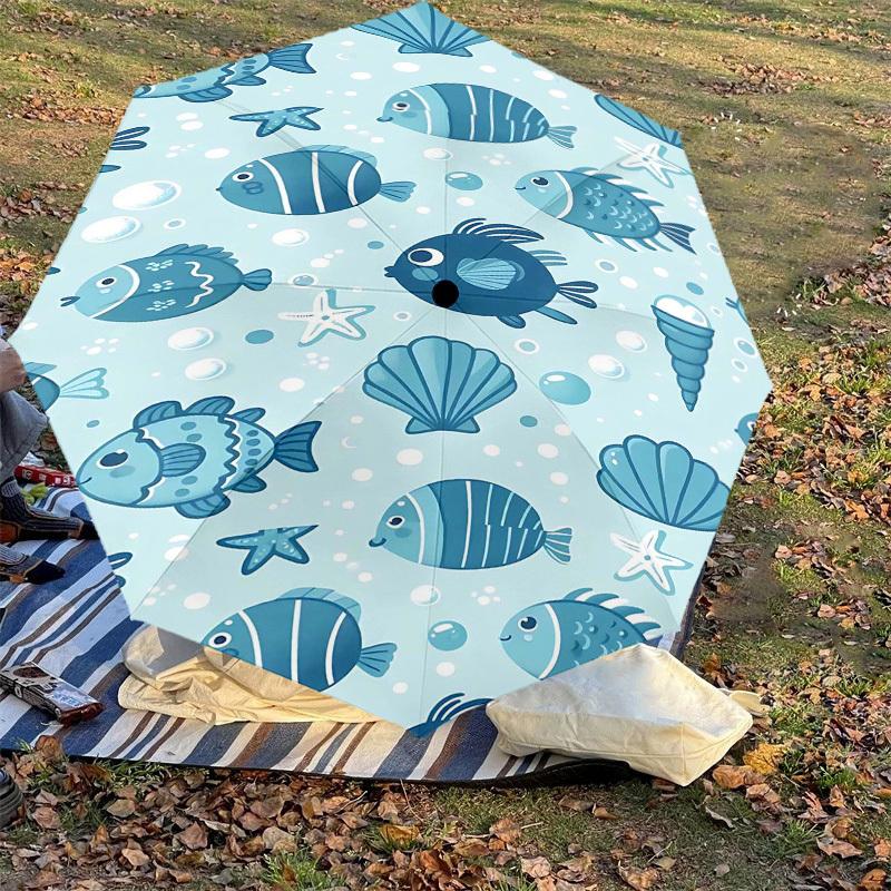 1PC fish shell Umbrella-8-Rib Reinforced Portable Folding Travel Suitable for All Seasons Outdoor Daily Use  -J0334