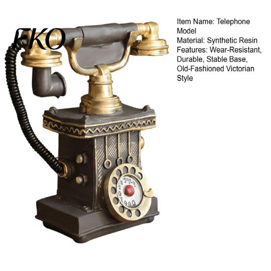 Victorian Style Phone Telephone Resin Figurine, Retro Model Statue with Matte Finish, Oxidation-resistant Old-Fashioned Desk Decor for Home