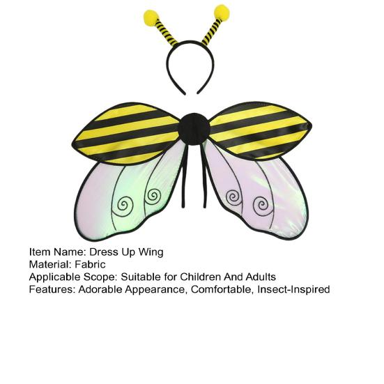 Cosplay Wing And Headband Ladybird Honeybee Wing Costume Accessories Insect Wing Fairy Wing for Halloween Parties Stage Performance