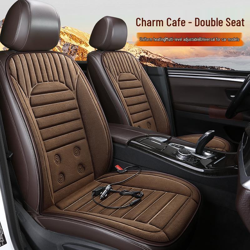 Car Heated Seat Cover with Backrest, 12V/24V for Sedans, Trucks, and Minivans.