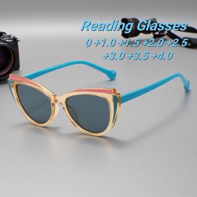 Nuevas Gafas de Presbicia Estilo Ojo de Gato para Mujer Modernas de Alta Gama Lujo Bloqueo de Color Luz Azul Anti Gris