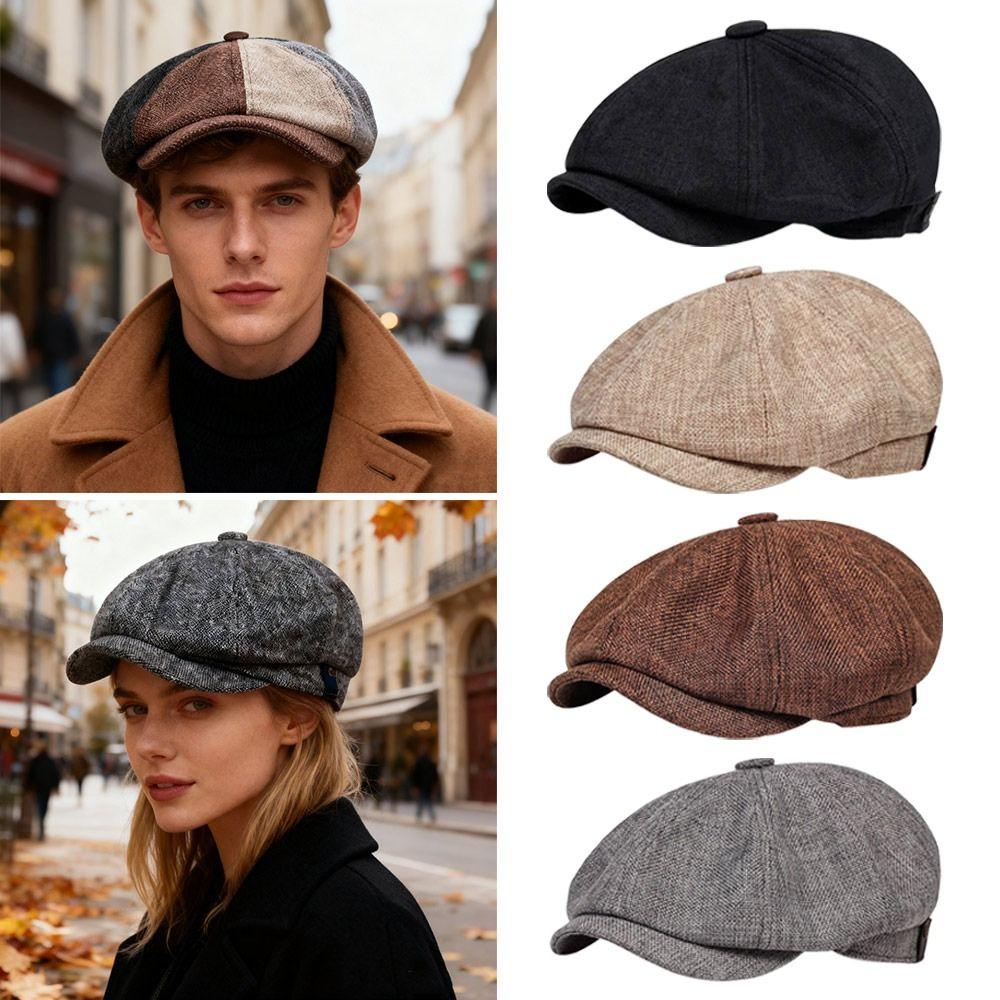 Autumn Winter Casual Men Newsboy Hat Retro Classic Beret Hats Warm Octagonal Cap Unisex