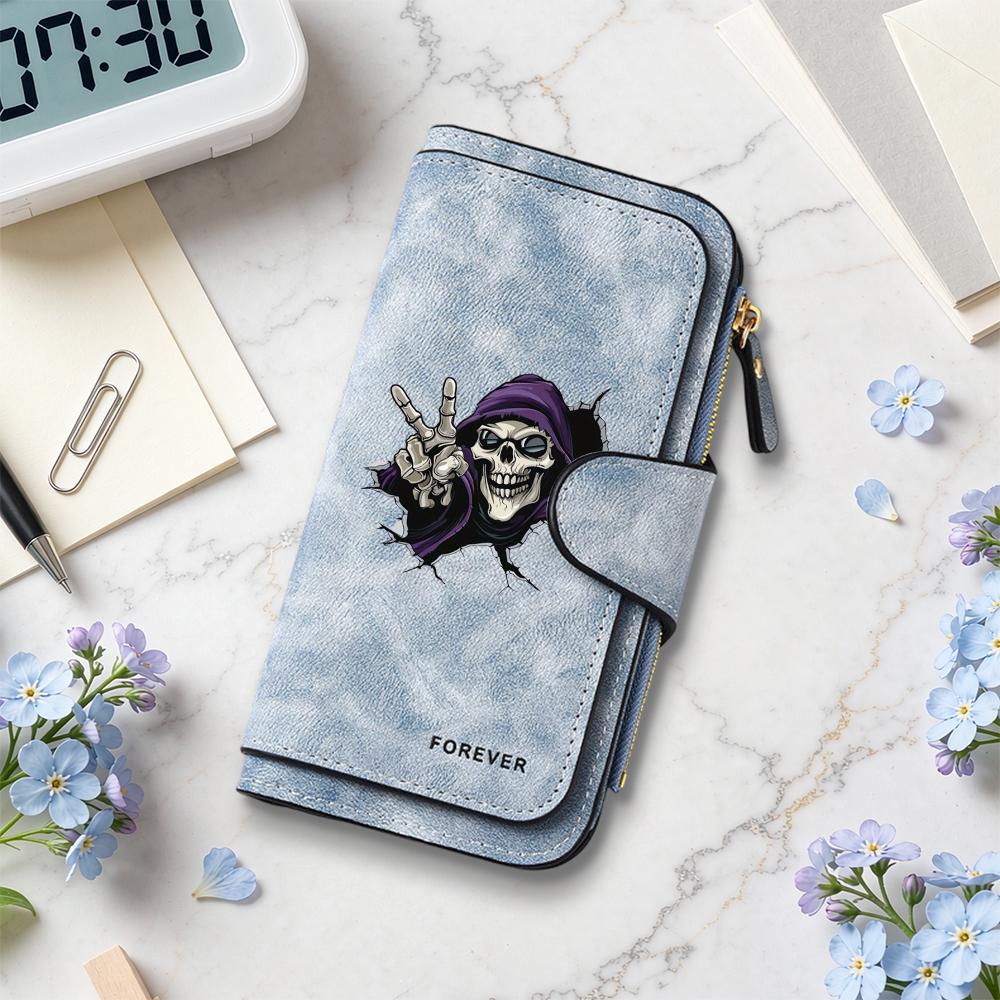 Gothic Skeleton Print Wallet Forever Multi Card Large Capacity Purse