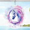 Western Cowboy Horse Metal Wind Chime Outdoor Garden Decor with Pink Purple Floral Design Durable Hanging Ornament for Patio Porch Fence