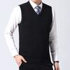 Men's Knit V-Neck Sleeveless Sweater Vests Fit Knitted Pullovers Sweaters Slim Patchwork Smart Casual Knit Vest Men