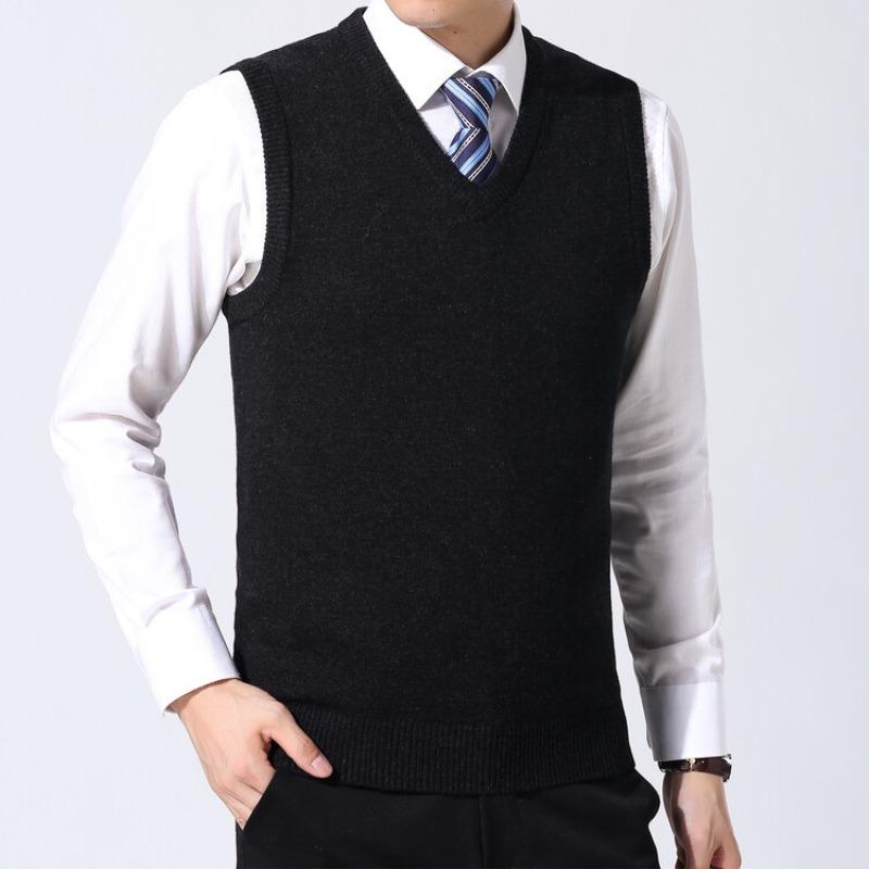 Men's Knit V-Neck Sleeveless Sweater Vests Fit Knitted Pullovers Sweaters Slim Patchwork Smart Casual Knit Vest Men