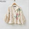 ZANZEA Women Casual V-Neck Loose Long Sleeve Floral Blouse
