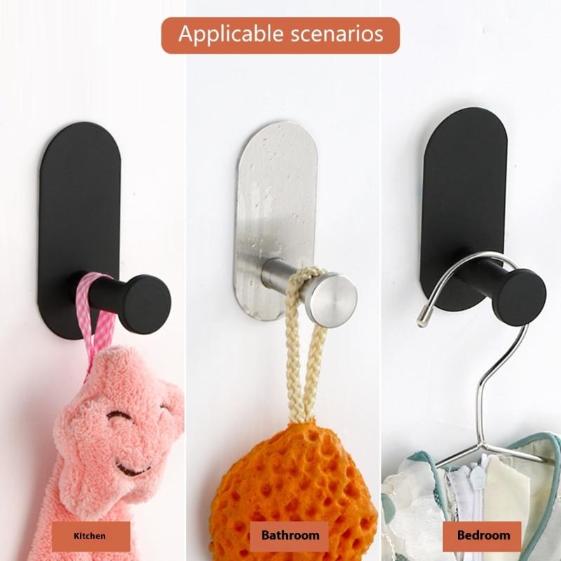Waterproof Stainless Steel Adhesive Shower Hook Rustproof Bathroom Wall Hook for Towel Bathrobe