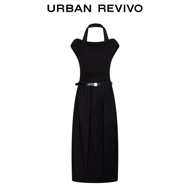 UR2026 Women's Summer Halter Neck Belted A-Line Dress