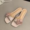 Fashion Summer Footwear Open Toe Women's Flower Slippers Fashion Ladies Outdoor Concise Beach Vacation Slides Sandalias De Mujer Size 35