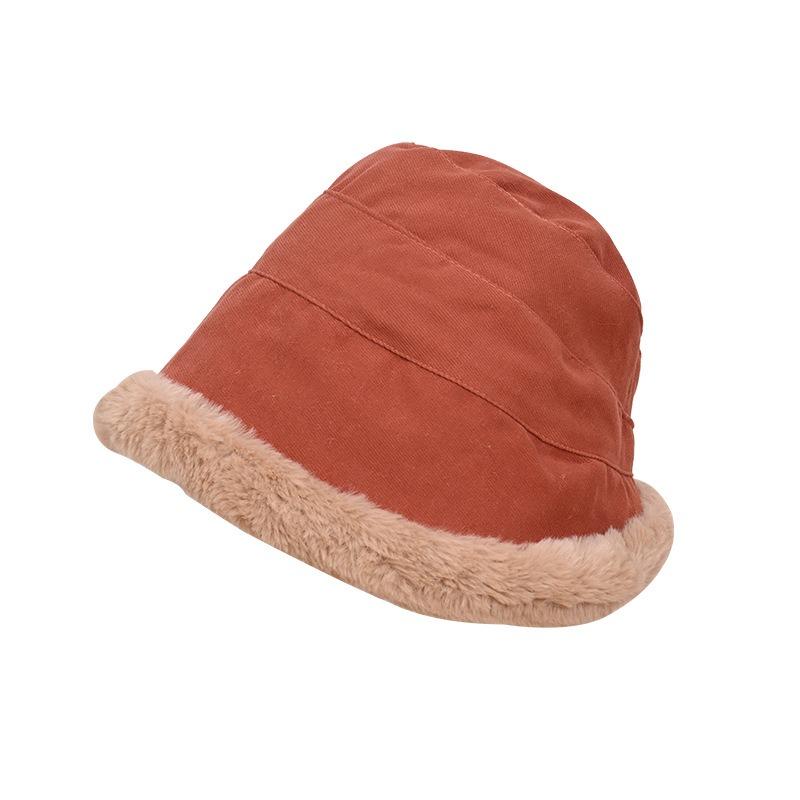 Winter imitation wool Mongolian hat basin hat men and women thickened cold and warm bucket hat large brim adult