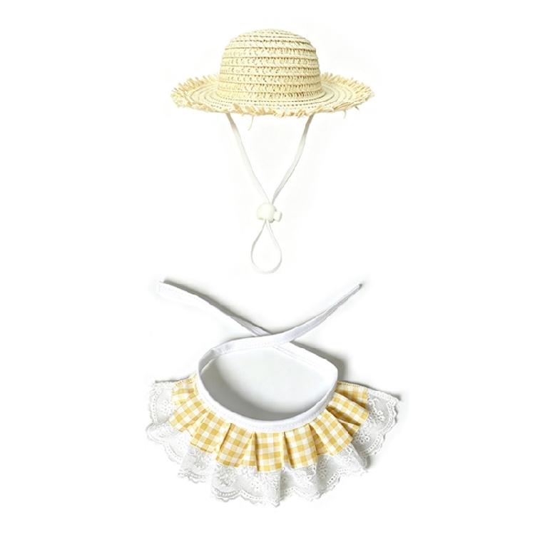 Entryway Geese Display Outfit Set With Matched Hat and Patterned Collar for Country Porch Styling and Shelf Accent