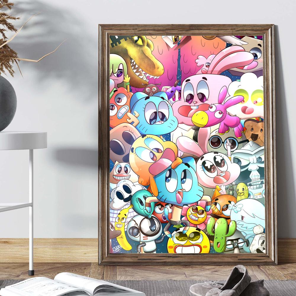 Uimitorul Amuzant W-world Of Gumball Poster Postere Anime Lipicioase Calitate HD Artă de Perete Postere Retro pentru Casă Decor Cameră Kawaii