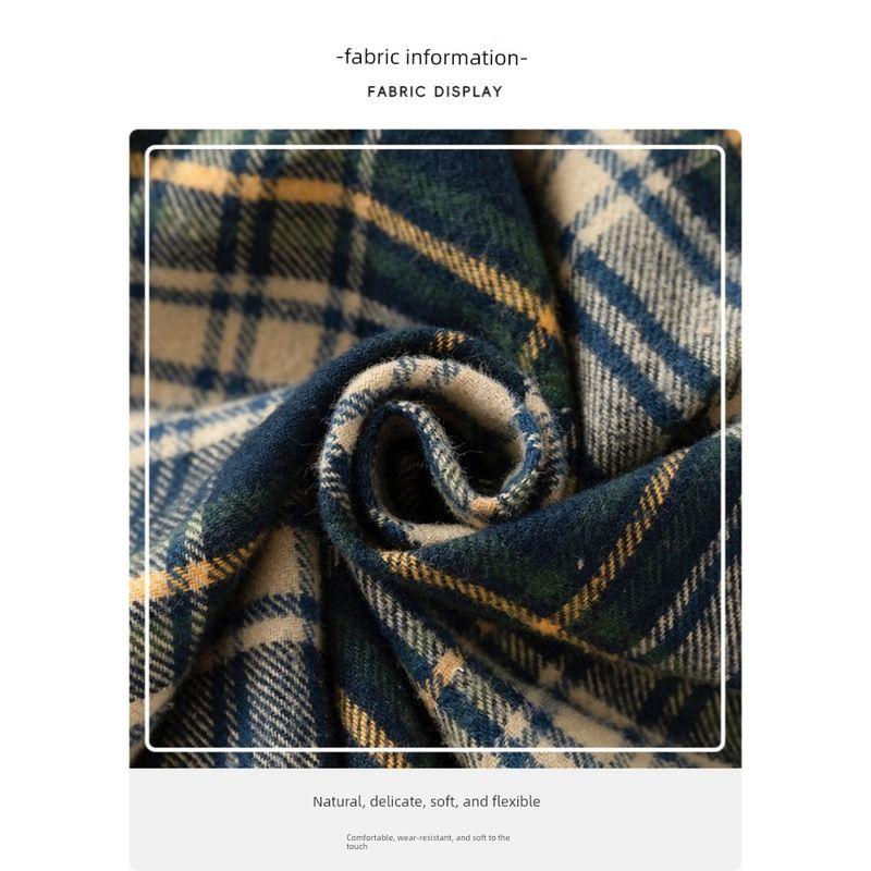 Kids Cotton Shirt Spring and Autumn Boys' Brushed Plaid Long Sleeve Shirt Baby Lapel Casual Tops Children's Clothing