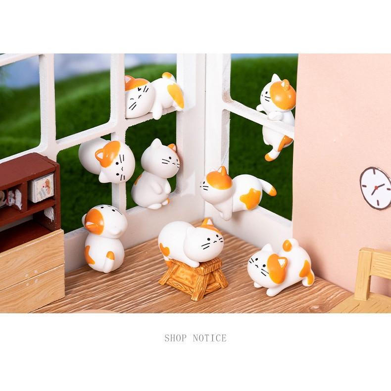 8Pcs Cartoon Cat Miniatures Resin Ornaments Fairy Garden Decoration Moss Terrarium Micro Landscape