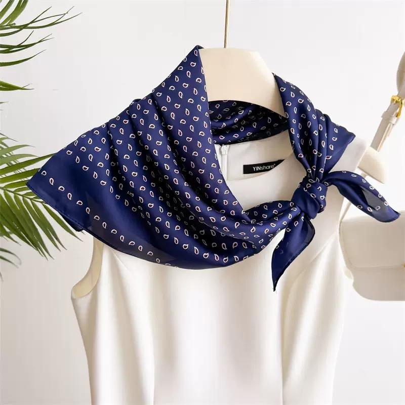 New Silk Square Scarf Women Retro Paisley Cashew Print Neckerchief Female Foulard Head Hijab Hairband Soft Neck Bag Ribbon Satin