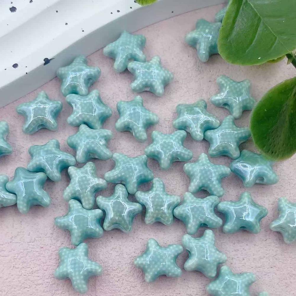 20pcs Ceramic Ceramic Spacer Loose Beads Fresh Color Jewelry Making Material Starfish Bead  Student