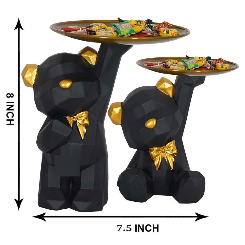 Cool Dog Showpiece for Home Decor Showpiece, Dog Platter Showpiece for Home Decorative Showpiece (Black, Combo Set of 2)