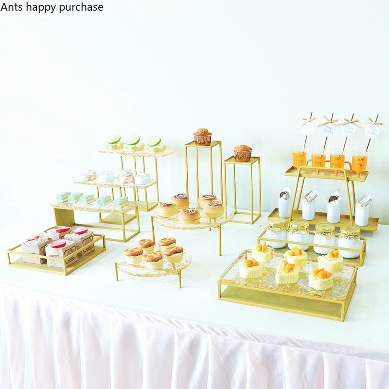 Supporto per Torta in Metallo Acrilico Tavolo da Dessert Dorato Piatto da Dessert per Matrimonio Supporto Espositore Decorativo Pirofila per Torta Piatto per Dim Sum Piatto per Pane