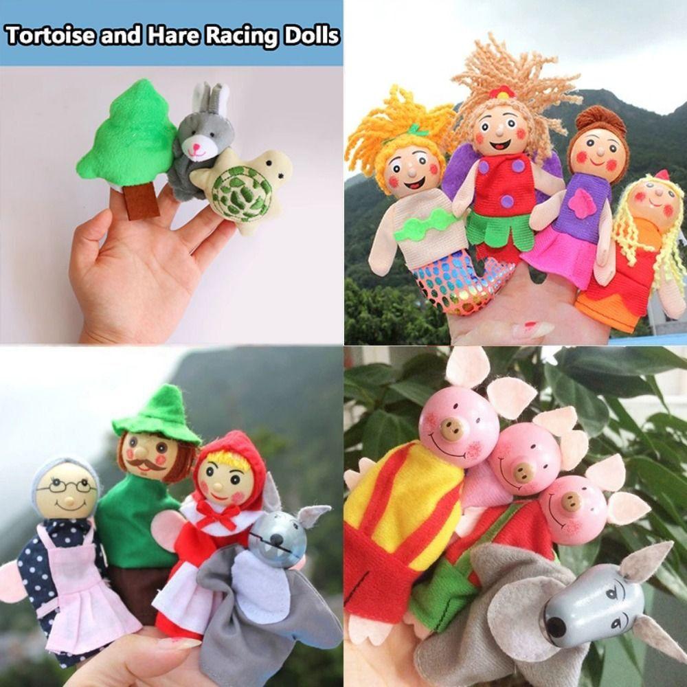 Mini Hand  Finger Puppets Cartoon Animal Animal Puppets Plush Dolls for 3 Pcs/4Pcs Educational Toys