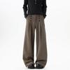 Old Qian Feng Double-breasted Pleated Casual Pants Men's and Women's Winter A-shaped Silhouette Suit Pants Drape Loose Wide-leg Trousers