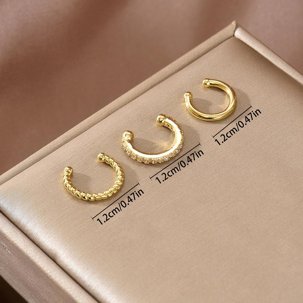 Women's Geometric Zirconia Clip-on Earring Set Ear Cuff No Piercing