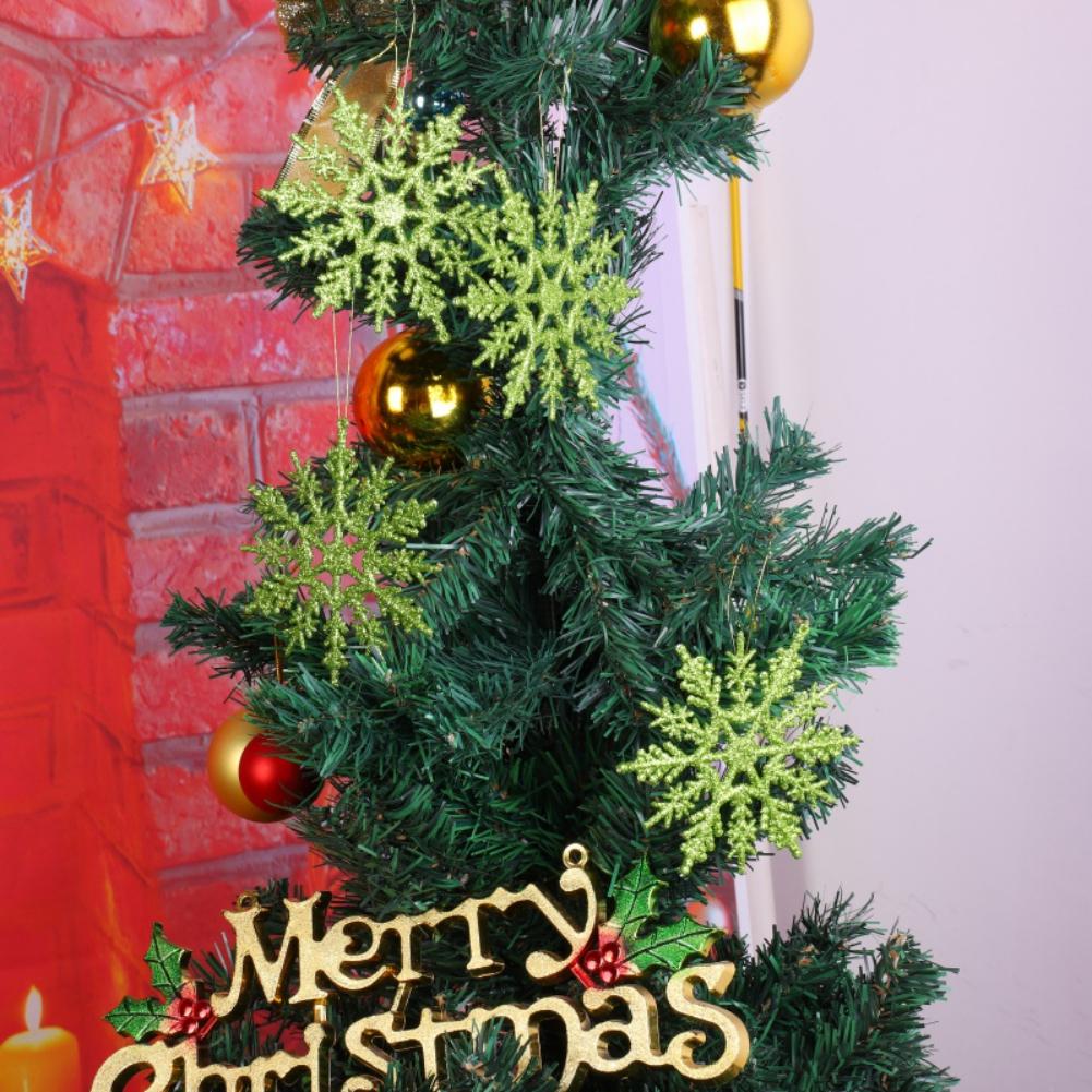 12pcs Snowflake Ornaments Plastic Glitter Snowflakes Ornaments For Winter Christmas Tree Hanging Decorations