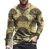 Ancient Egyptian Pattern Print T-shirt Autumn Men's O-Neck T-shirt Casual Long Sleeve Oversized Tops Fashion Streetwear Tees