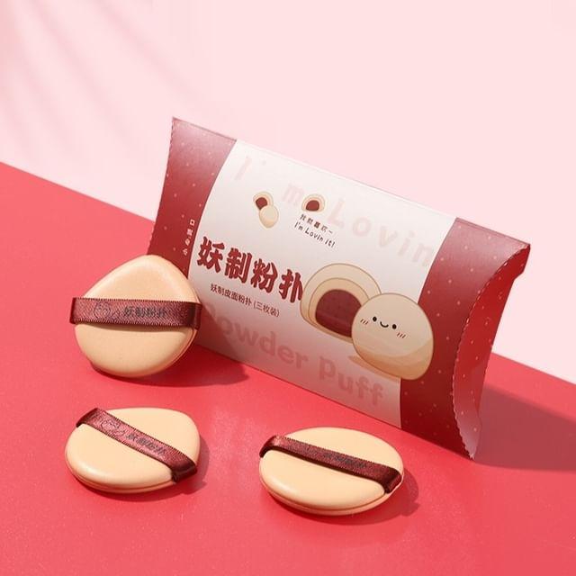 YAOZHI - Polished Leather Powder Puff Set - 2 Types Matcha Pie (3pcs)