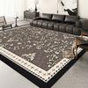 Modern Floral Carpet Mat Rug Black White Vine Pattern with Geometric Border Soft Floor Mat for Living Room Home Decoration