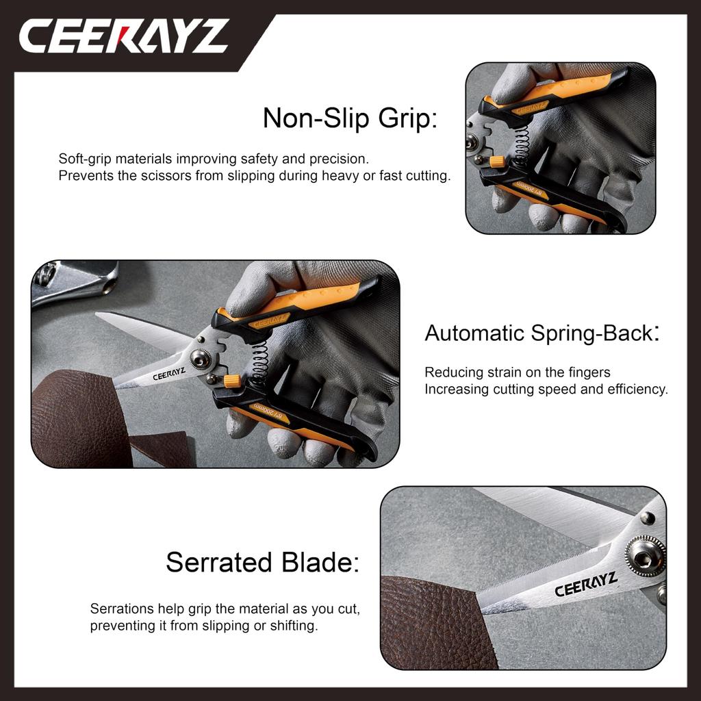 CEERAYZ Scissors 200mm Multipurpose Heavy Duty 420 Japanese Stainless Steel Industrial Scissors Scissors Metalworking Pruning Gardening Pruning with
