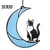 Decorative Hanging Ornament Acrylic Cat Pendant with Chain, Animal for Window Crescent Wall Decor, Cute Lover Gift Home Room Decoration Light