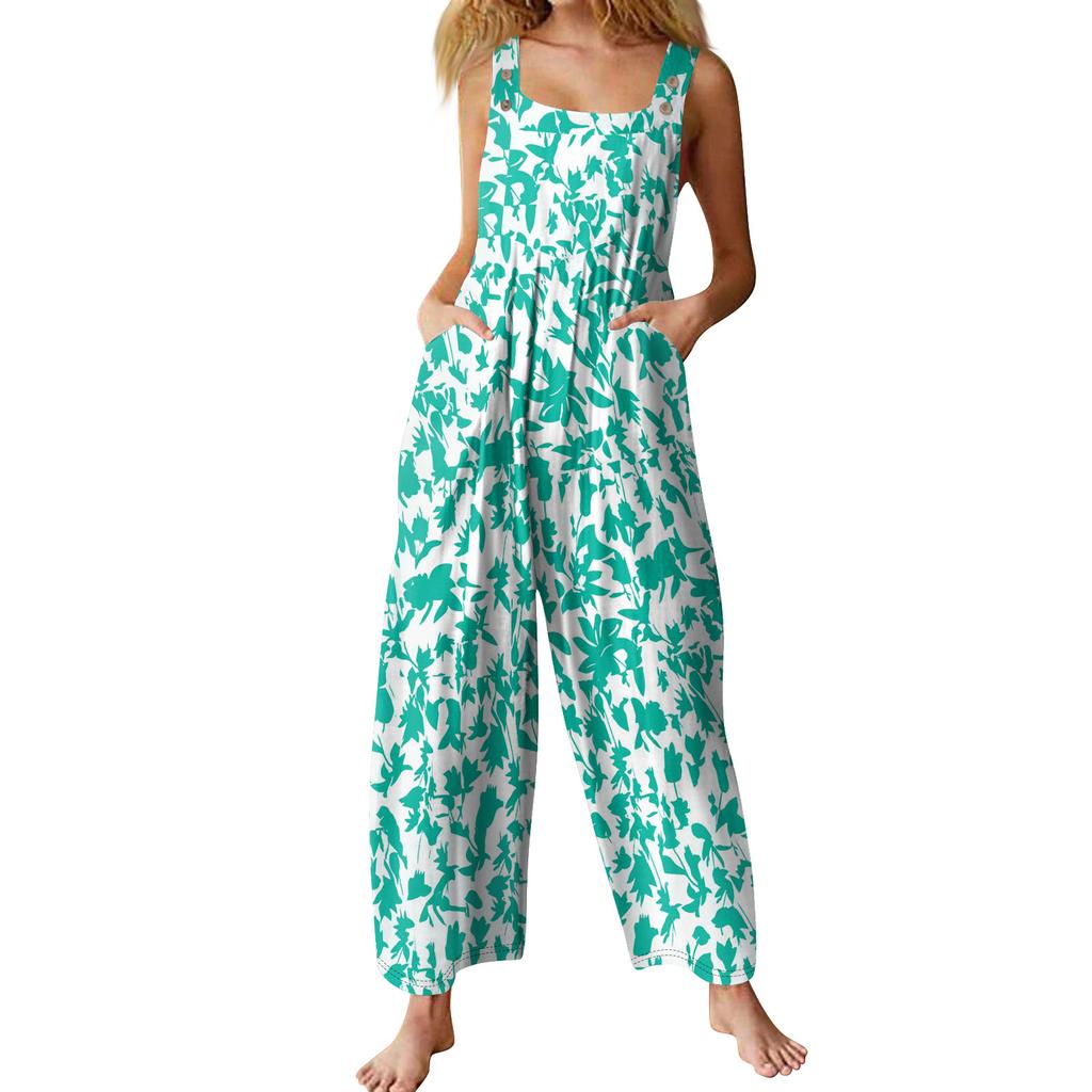 Women's Casual Jumpsuit Sleeveless Popular Floral Print Jumpsuit