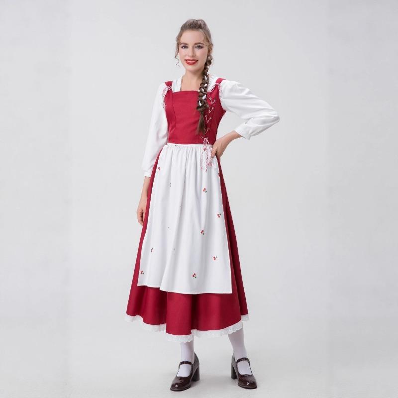 

Хэллоуин Платье Красной Шапочки для взрослых Платье горничной в пасторальном стиле цвета марсала Плащ Накидка Костюм для сценического выступления S