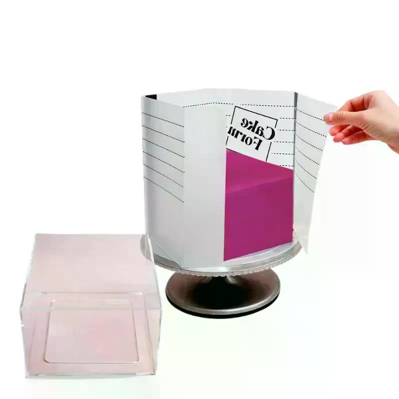 Adjustable Square Cake Ring Mold Retractable Mousse Pastry Ring With Scale Acrylic Reusable Baking Cake Decorate Tools