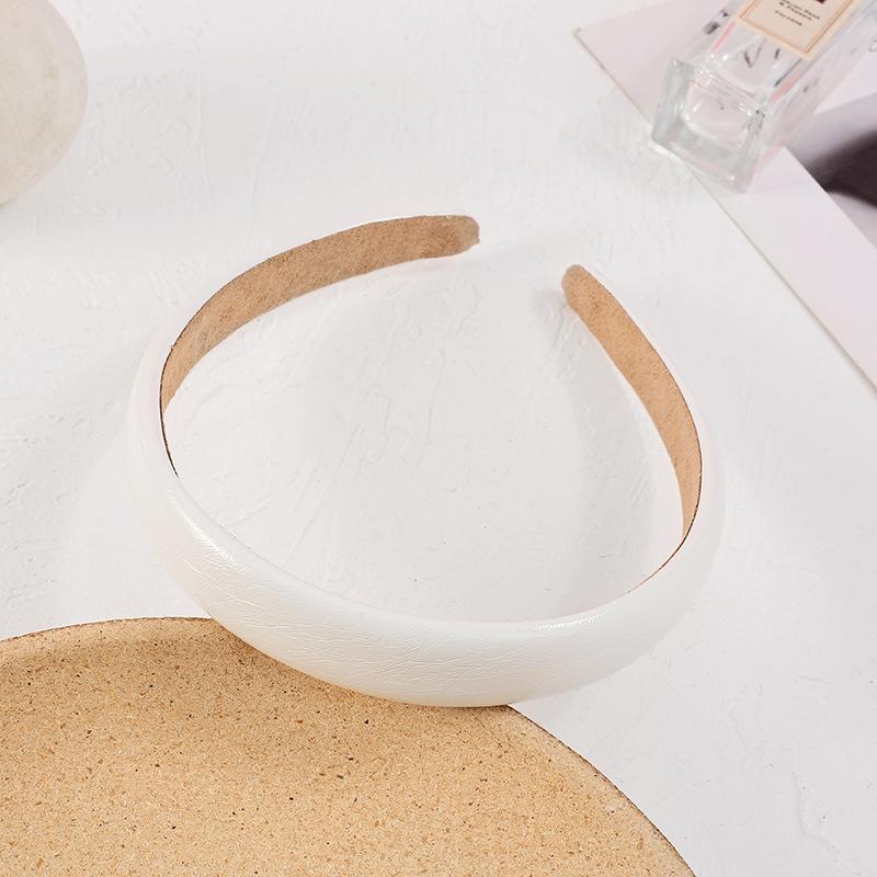 

Однотонная повязка для волос из искусственной кожи, повязки на голову для женщин, обруч для волос, модные простые ленты для волос для девочек, аксессуары для волос белый