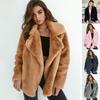 Kvinner Fuskepels Elegant Brun Shaggy Kåper Høst Vinter Varm Plysj Teddykåpe Streetwear Dame Hvit Furry Myk Jakke