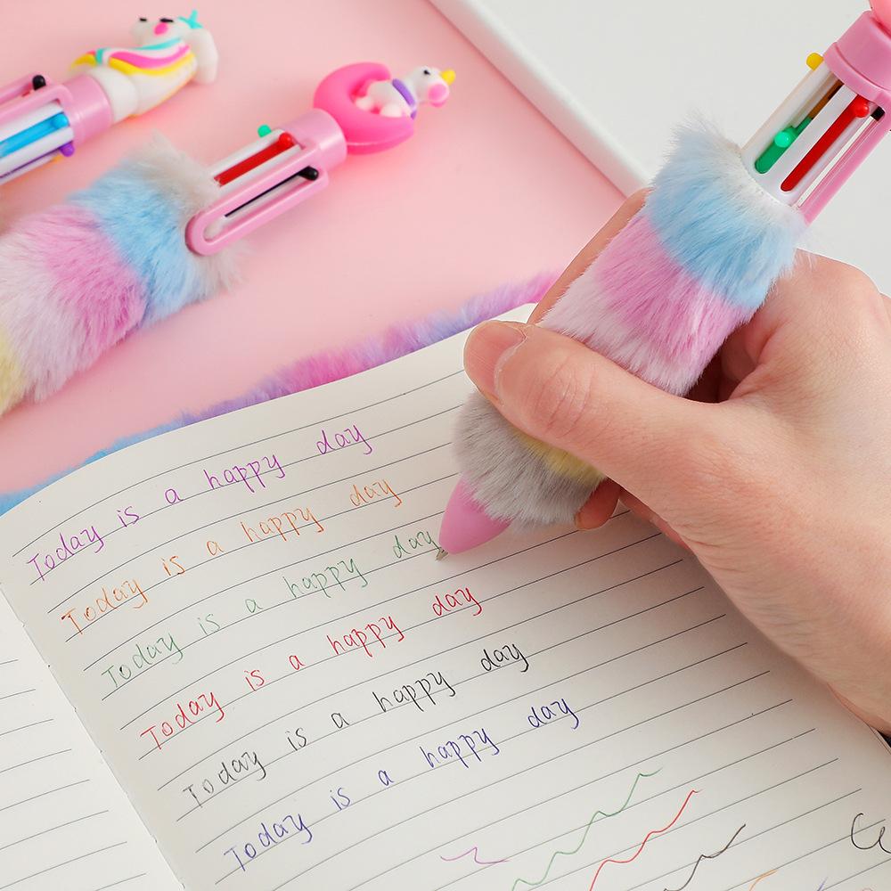 Kawaii Cartoon Moon Plush Unicorn 6 Color Gel Pen Student Love Multi-Function Marker 0.05Mm  Ball Pen Kids Festival Reward Gifts