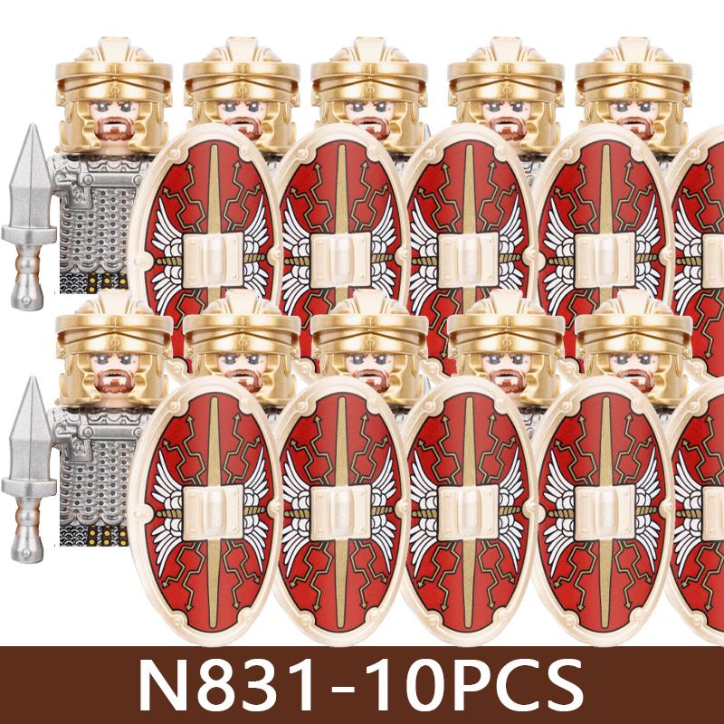Medeltida Slottssoldat Figurer Byggklossar Militär Armé Riddare Romersk Krigare Infanteri Milis Orcher Tillbehör Klossar Leksaker